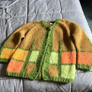 Vintage 60’s Women's Hand Knit Wool Cardigan Sweater Italy